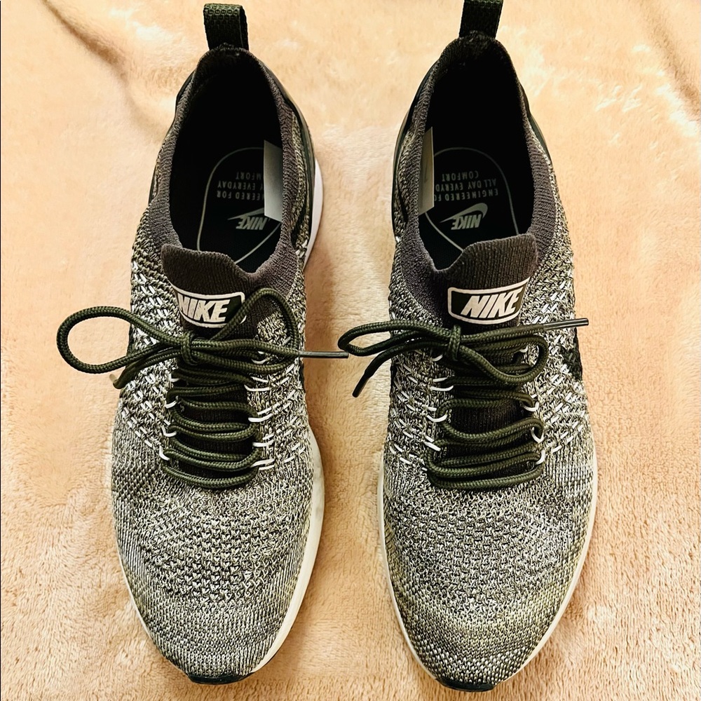 Hunter green and cream Nike sneakers